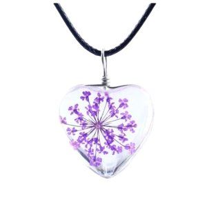 Purple Heart Dried Flower Necklace